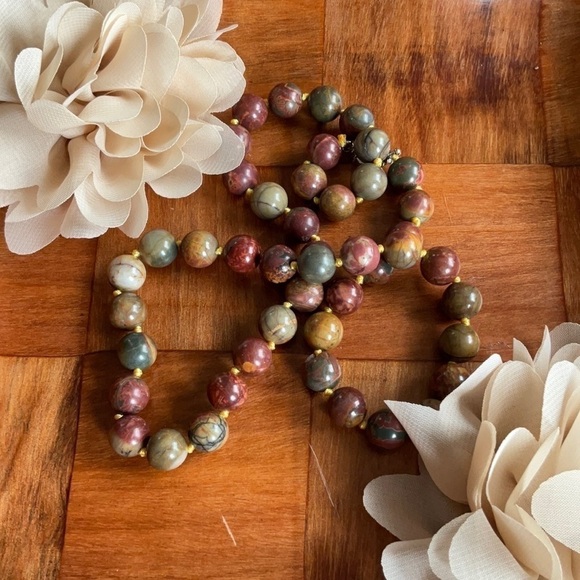 Natural 10mm Multi-Color Picasso Jasper Round Gemstone Beads Necklaces 20-36'' - Picture 2 of 3